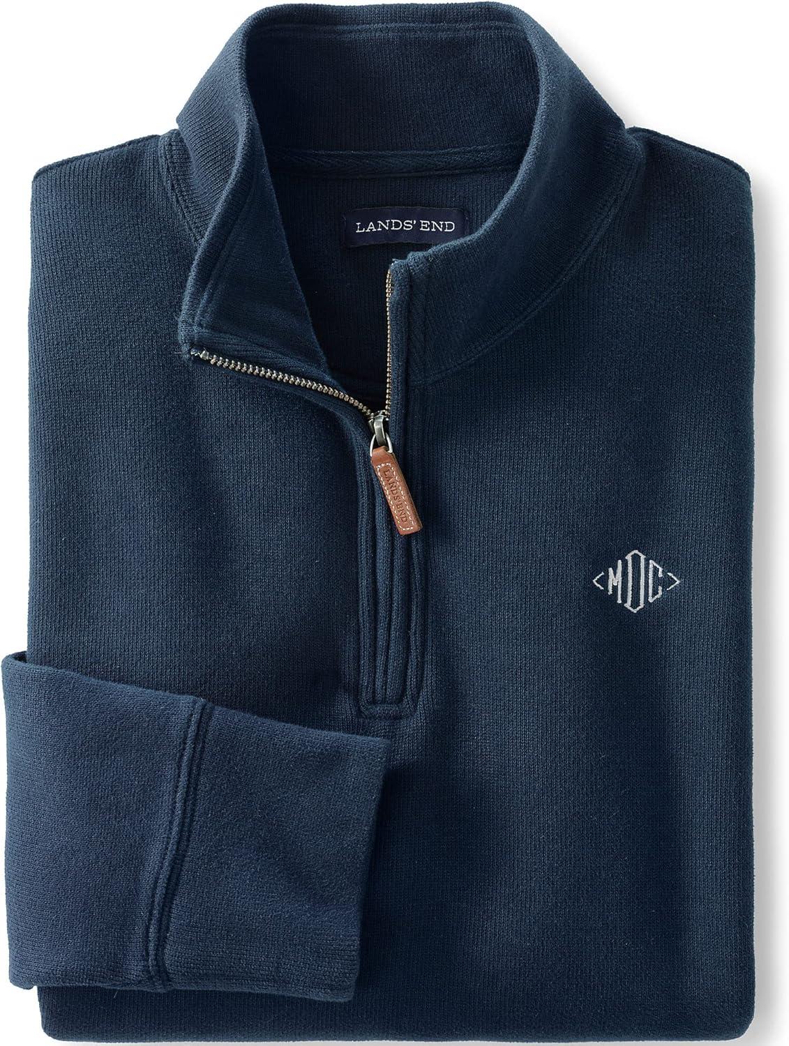 imageLands End Bedford Rib Quarter Zip Pullover SweaterBlack