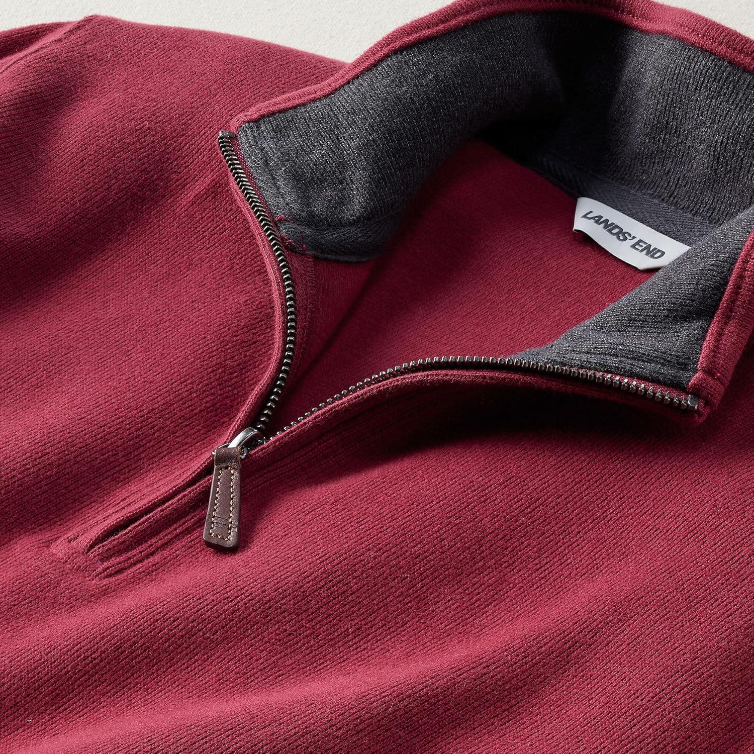 imageLands End Bedford Rib Quarter Zip Pullover SweaterBurgundy Spritz