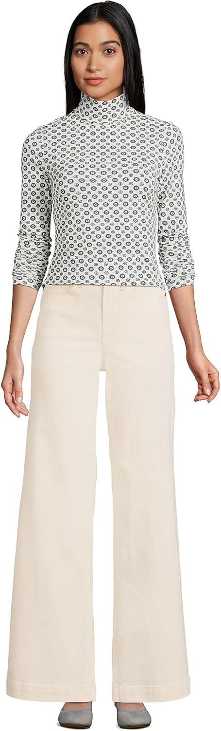 imageLands End Lightweight Jersey Long Sleeve TurtleneckIvory Encircle Geo