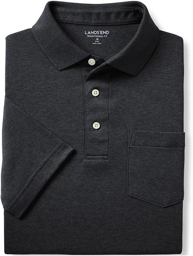 imageLands End Mens Premium AmericanGrown Supima Cotton Polo Shirt Short Sleeve Pocket Big ampamp TallDark Charcoal Heather