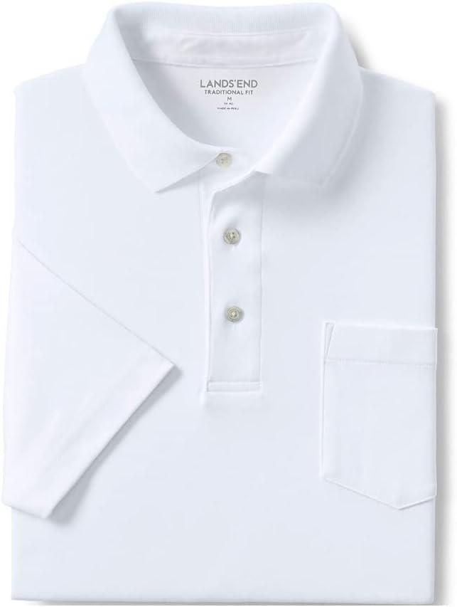 imageLands End Mens Premium AmericanGrown Supima Cotton Polo Shirt Short Sleeve Pocket Big ampamp TallWhite