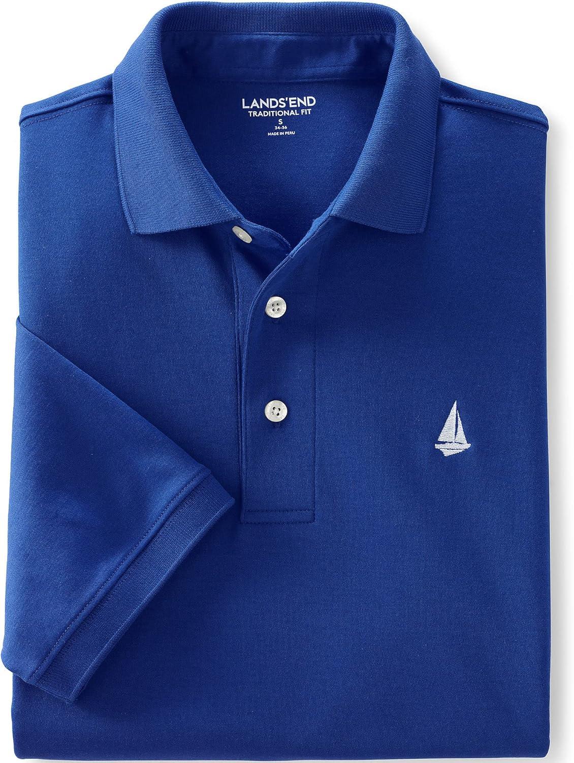 imageLands End Mens Short Sleeve AmericanGrown Supima Cotton Polo ShirtDark Charcoal Heather