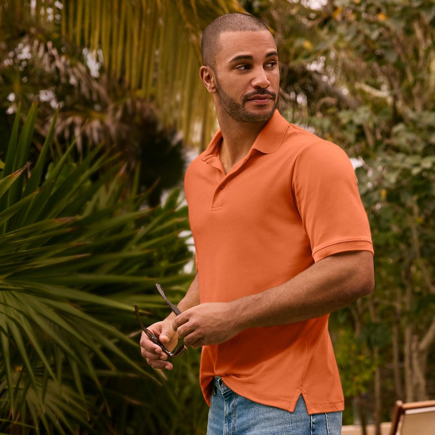 imageLands End Mens Short Sleeve AmericanGrown Supima Cotton Polo ShirtDesert Clay