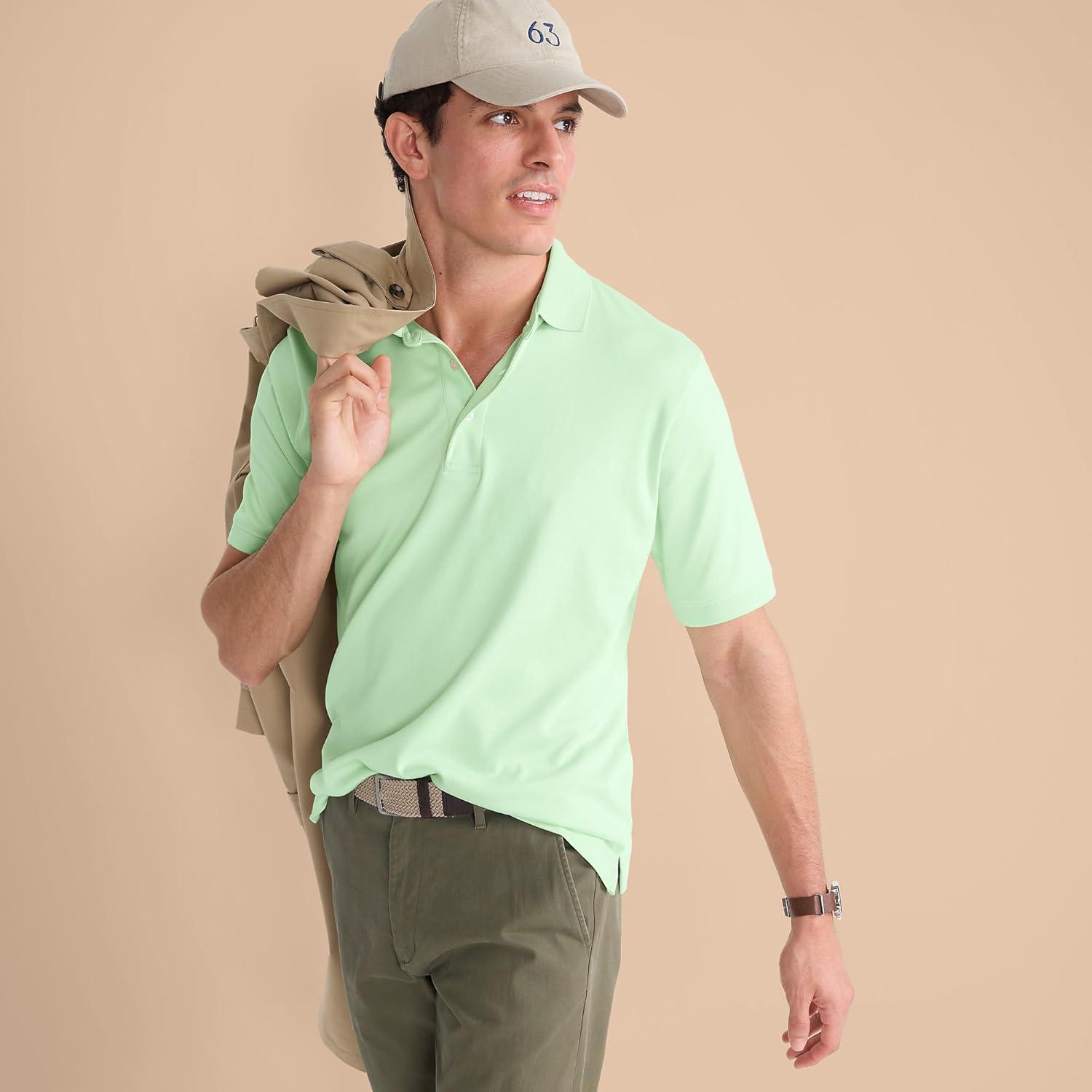 imageLands End Mens Short Sleeve AmericanGrown Supima Cotton Polo ShirtIcy Mint Green