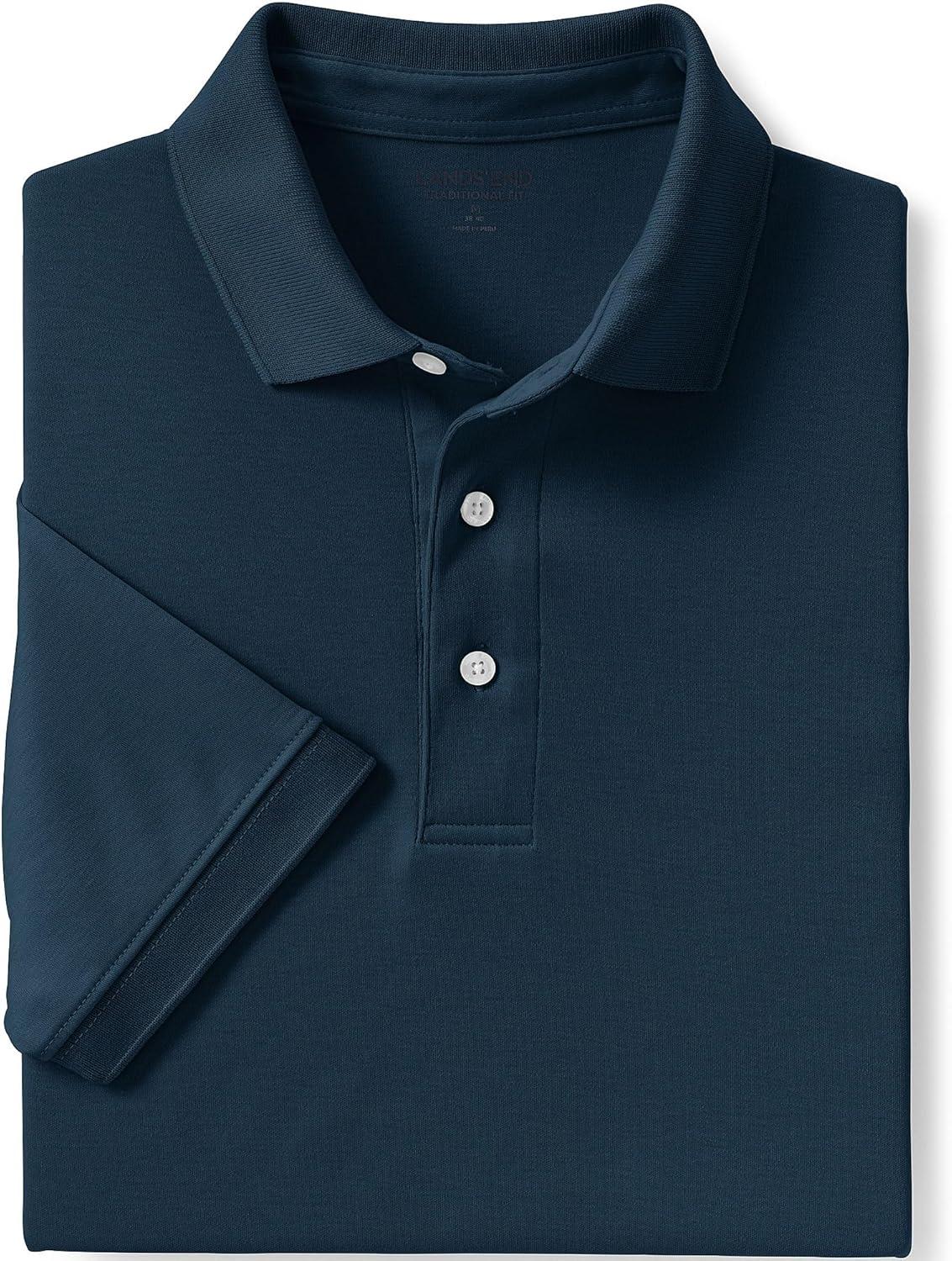 imageLands End Mens Short Sleeve AmericanGrown Supima Cotton Polo ShirtRadiant Navy