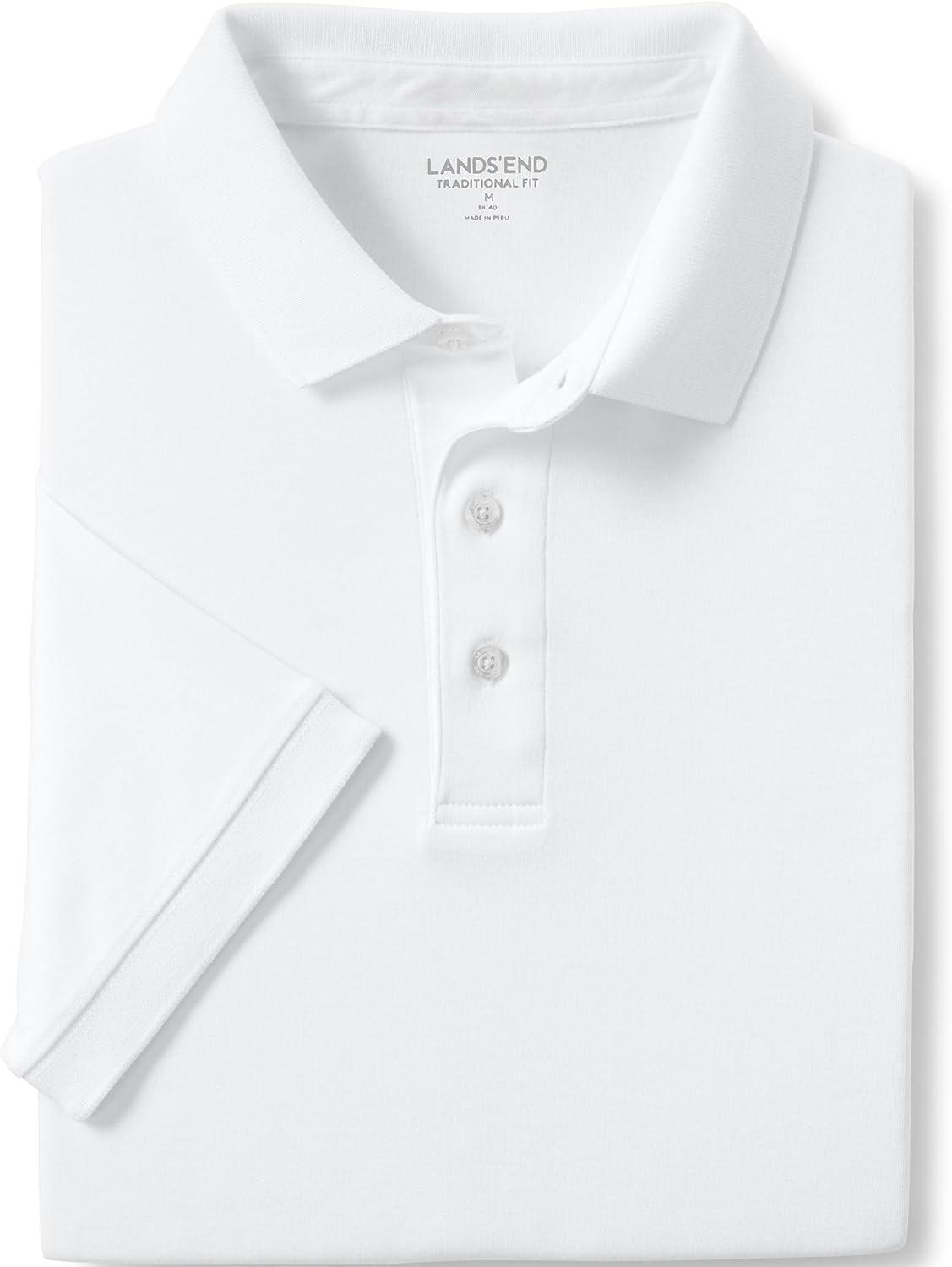 imageLands End Mens Short Sleeve AmericanGrown Supima Cotton Polo ShirtWhite