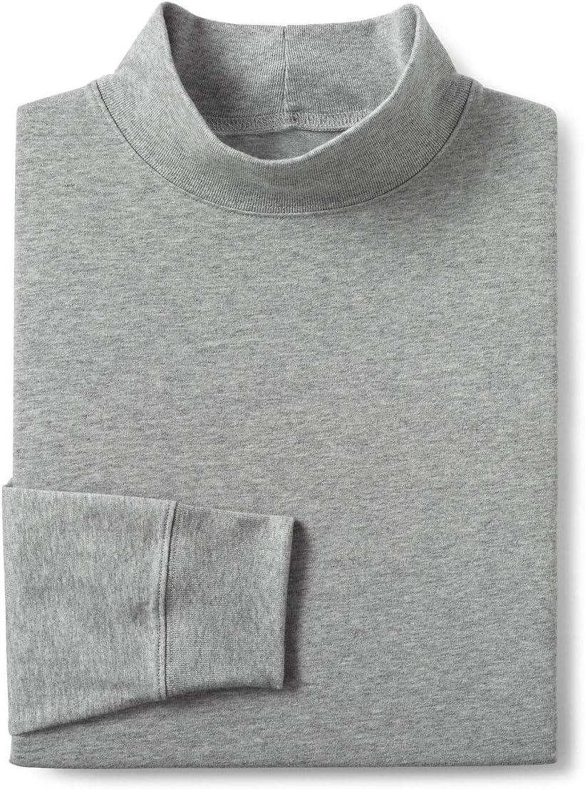 imageLands End Mens SuperT CottonBlend Mock Turtleneck ShirtGray Heather