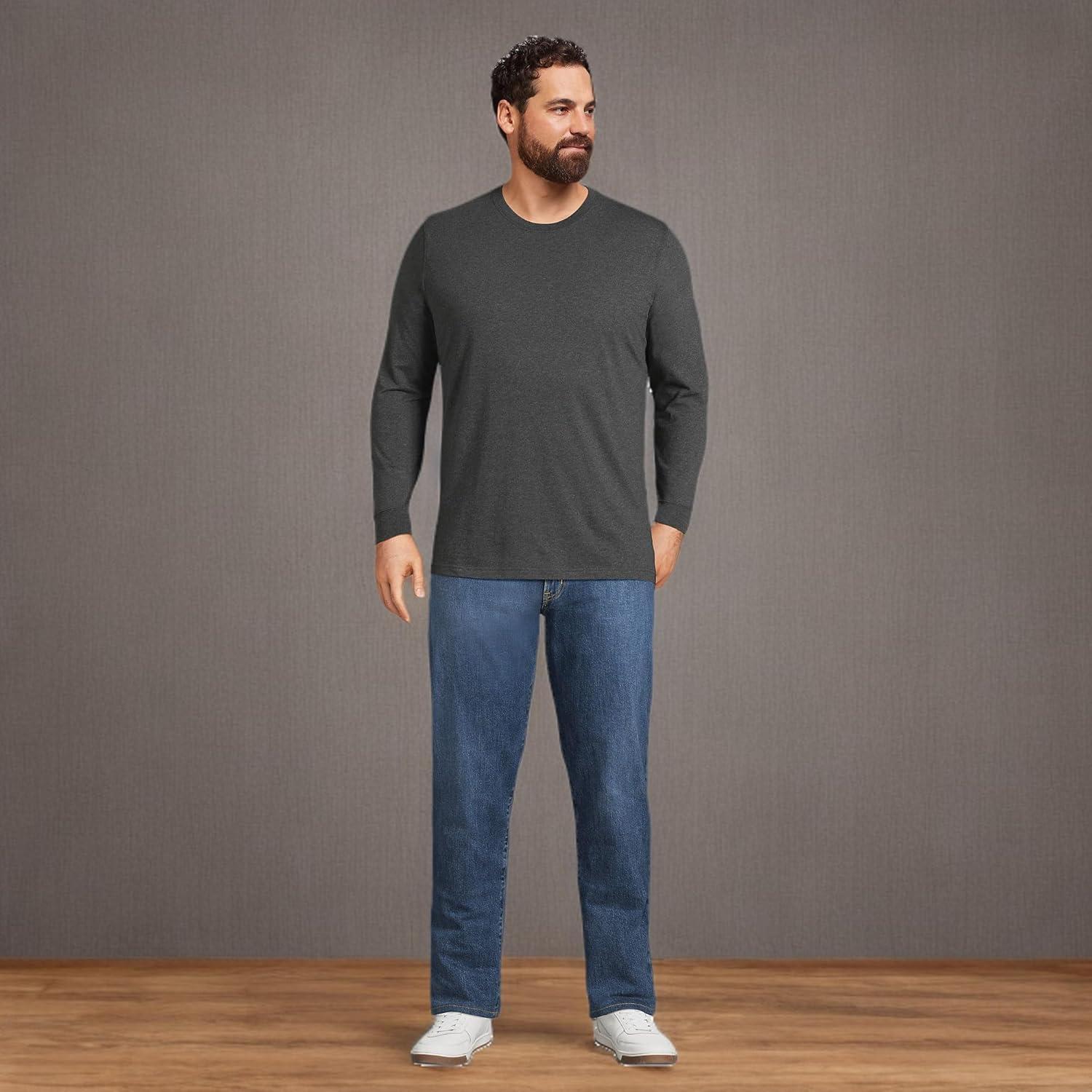 imageLands End Mens SuperT Long Sleeve TShirtDark Charcoal Heather