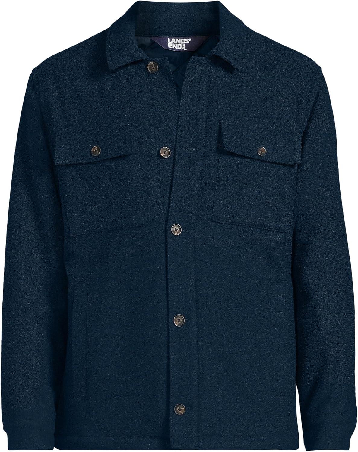 imageLands End Mens Wool Blend Shirt JacketRadiant Navy