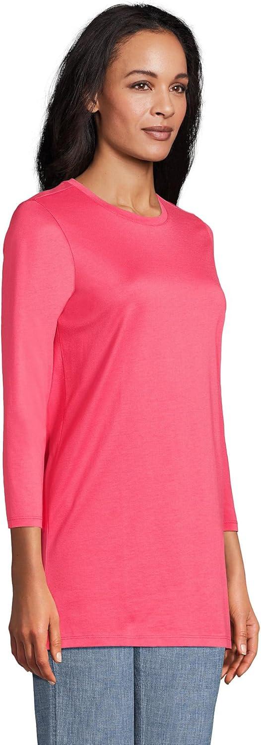 imageLands End Womens 34 Sleeve Supima Cotton Crewneck TunicRouge Pink