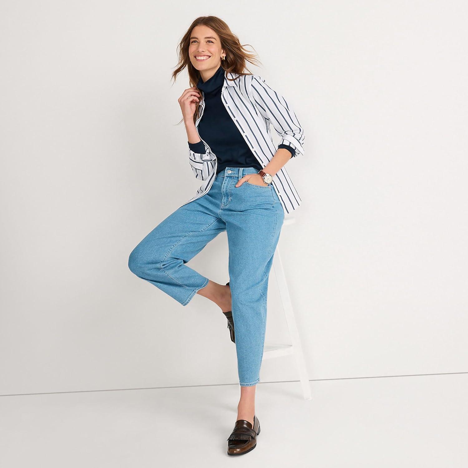 imageLands End Womens AmericanGrown Supima Cotton Fitted Long Sleeve TurtleneckRadiant Navy