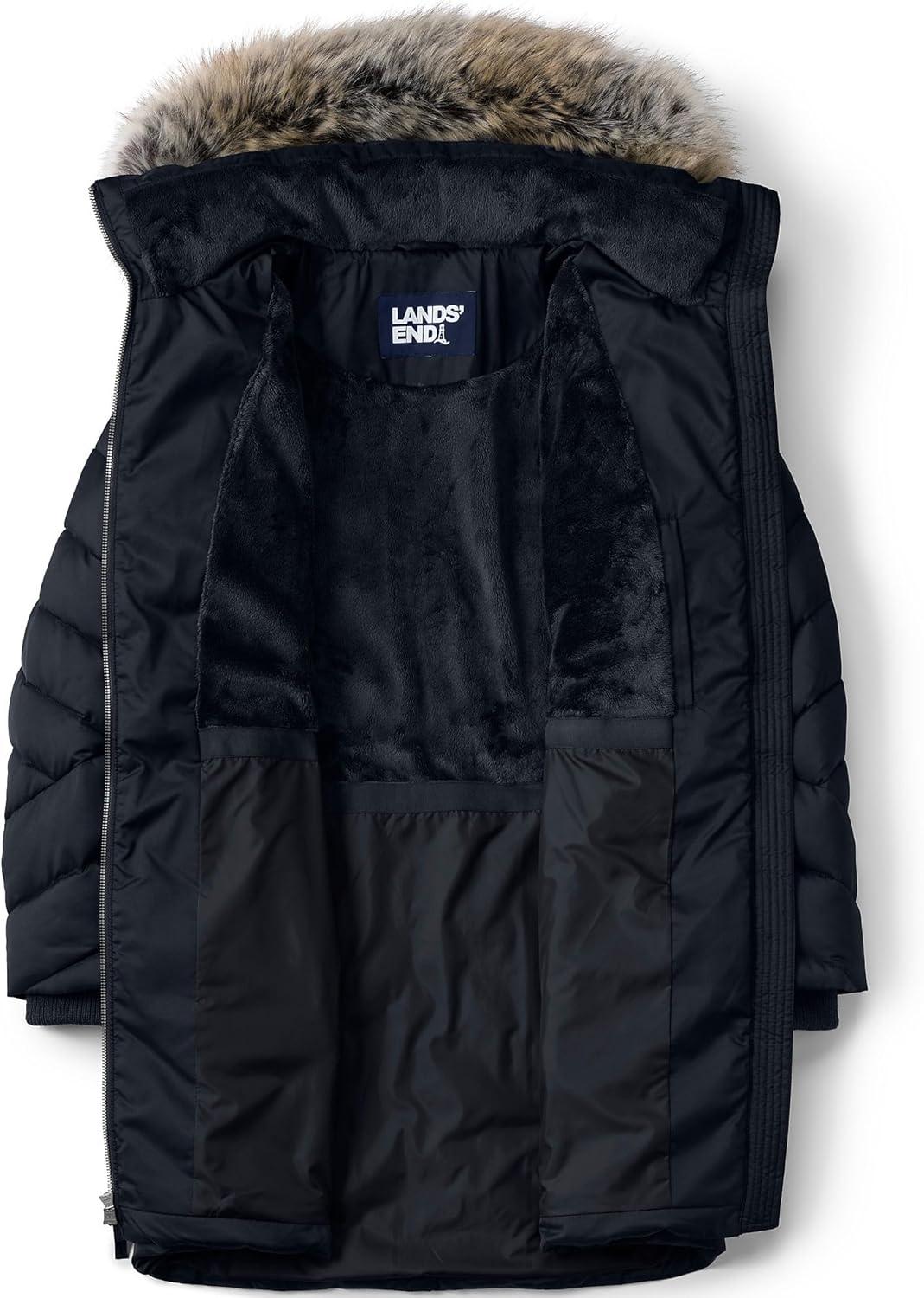 imageLands End Womens Insulated Cozy Fleece Lined Primaloft CoatBlack