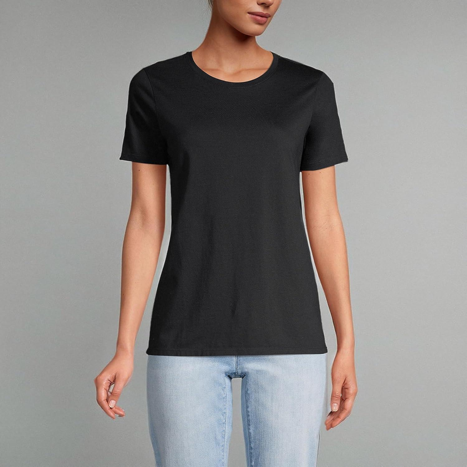 imageLands End Womens Relaxed AmericanGrown Supima Cotton Crew Neck TShirtBlack