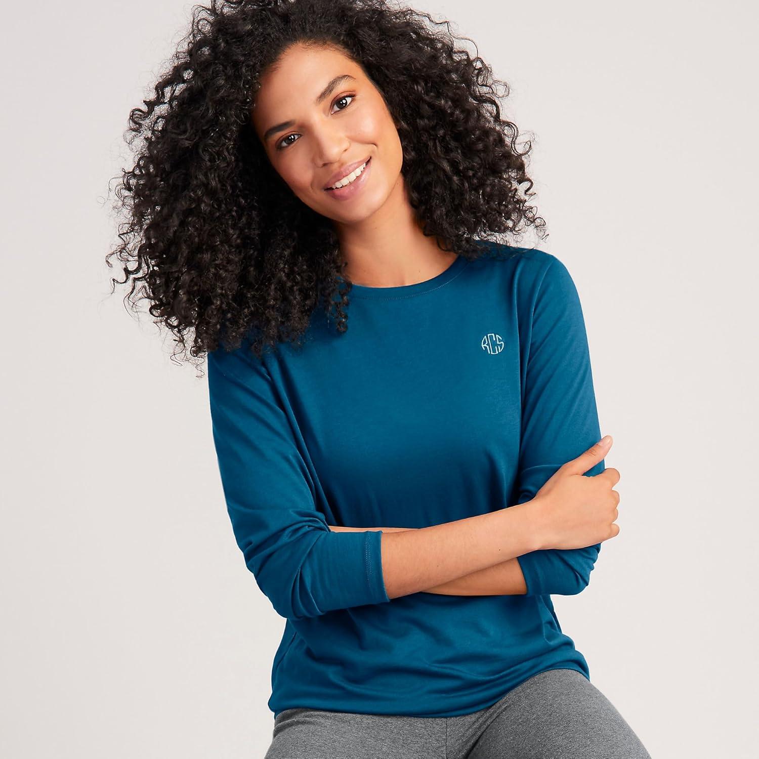 imageLands End Womens Relaxed AmericanGrown Supima Cotton Long Sleeve Crew Neck TShirtBaltic Teal