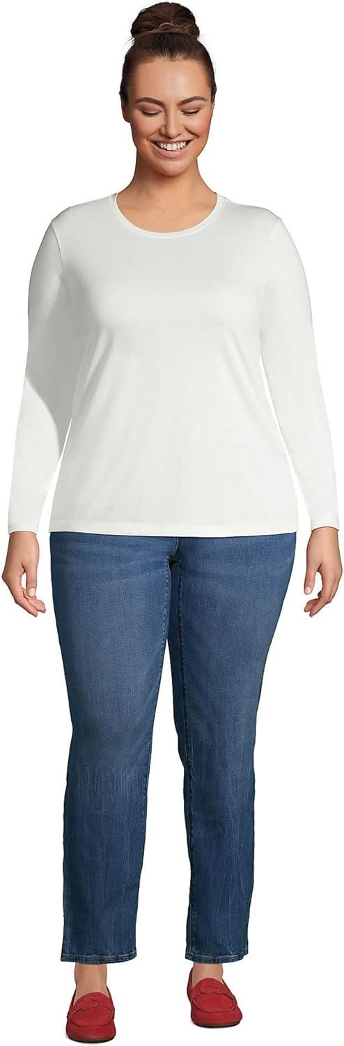 imageLands End Womens Relaxed AmericanGrown Supima Cotton Long Sleeve Crew Neck TShirtIvory