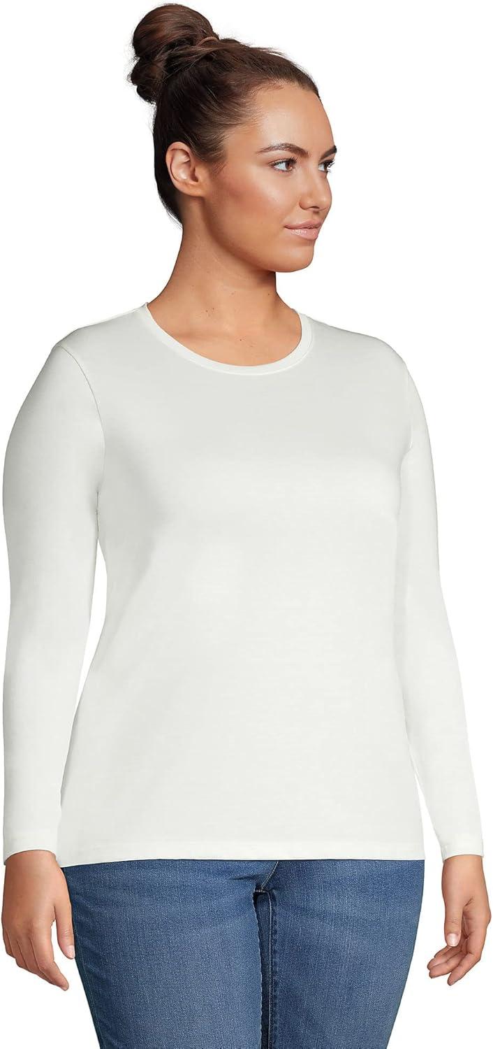 imageLands End Womens Relaxed AmericanGrown Supima Cotton Long Sleeve Crew Neck TShirtIvory