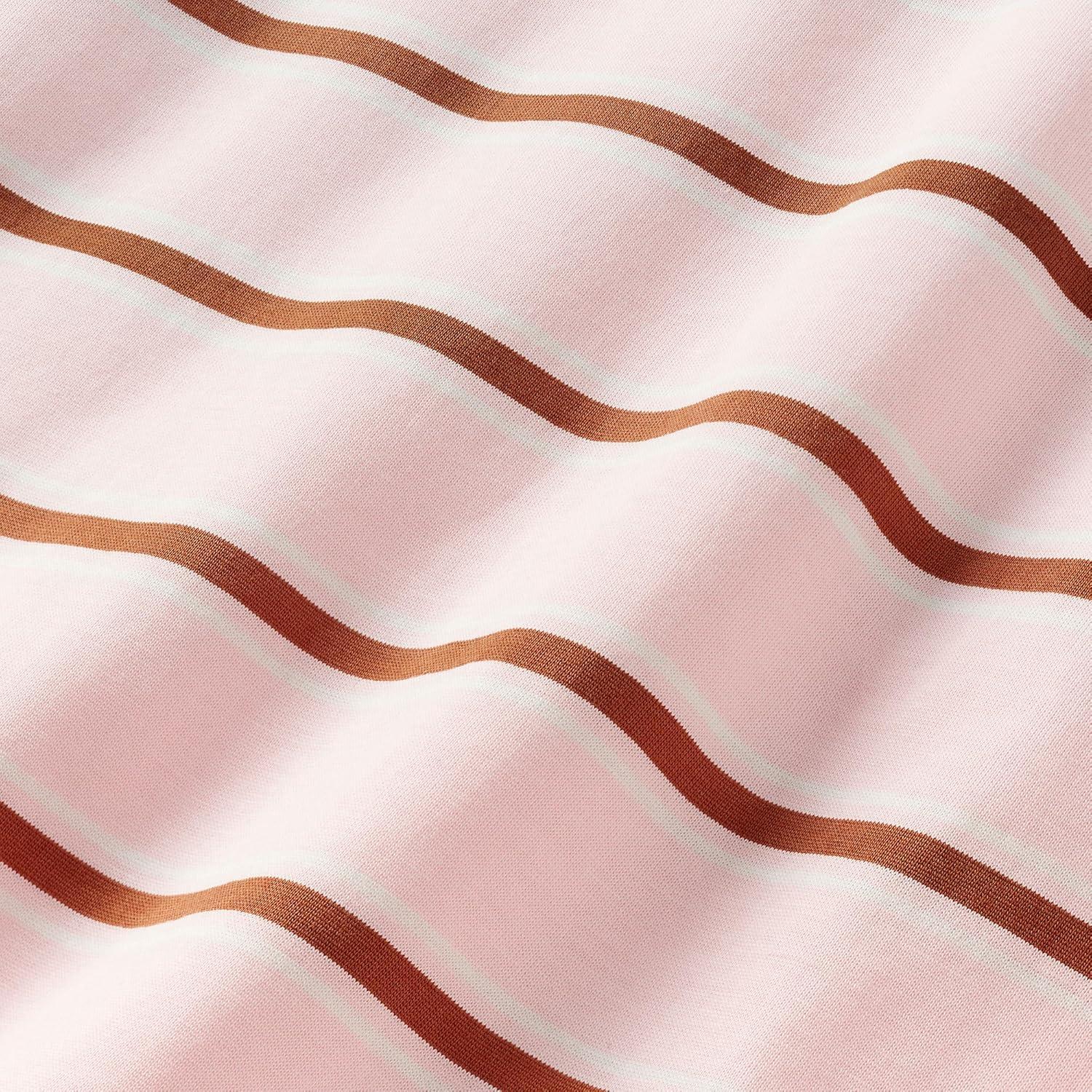 imageLands End Womens Relaxed AmericanGrown Supima Cotton Long Sleeve Crew Neck TShirtSea Salt PinkGinger Stripe