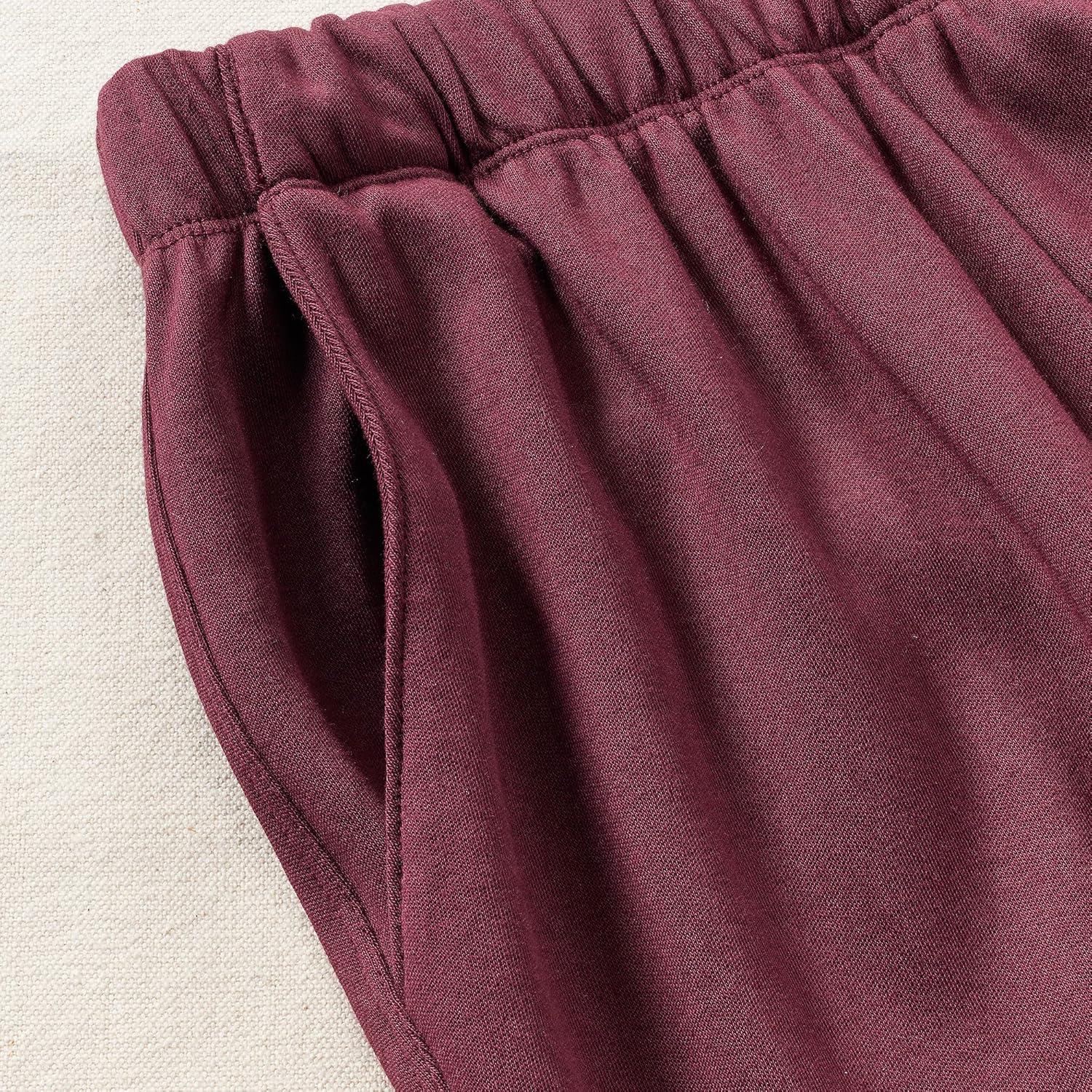 imageLands End Womens Relaxed Fit Sport Knit High Rise Pants Soft Cotton PullOn with Elastic WaistLush Burgundy