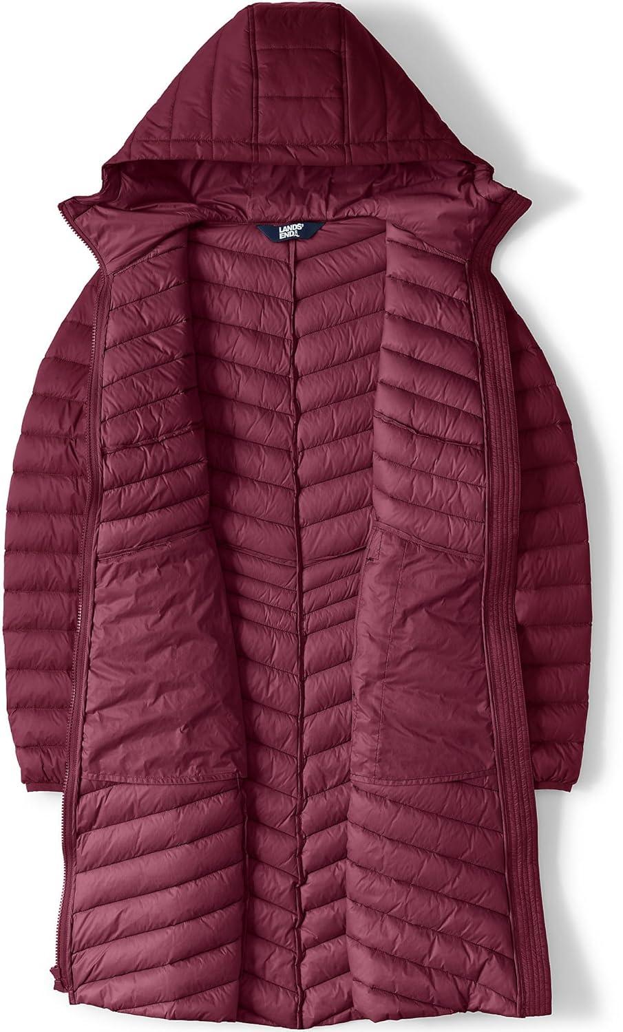 imageLands End Womens Ultralight Packable Long Down CoatBurgundy