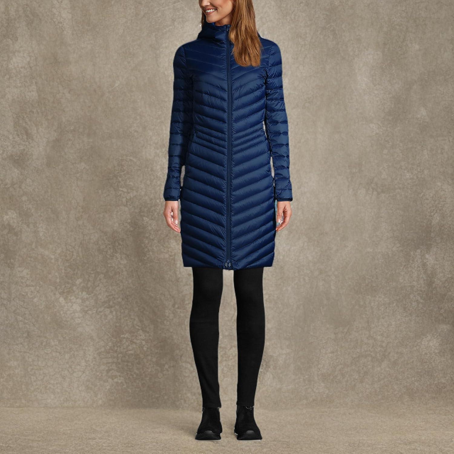 imageLands End Womens Ultralight Packable Long Down CoatDeep Sea Navy
