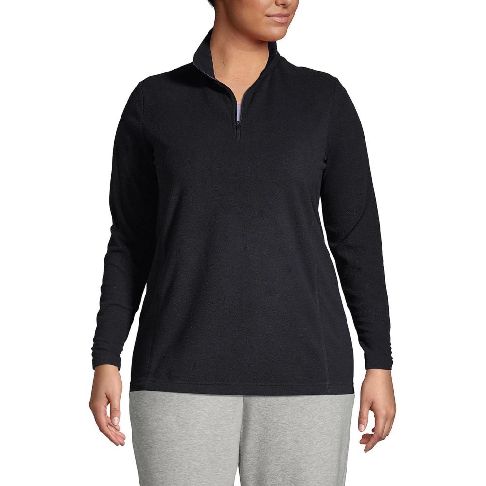 imageLands End Anyweather Fleece Quarter Zip PulloverBlack