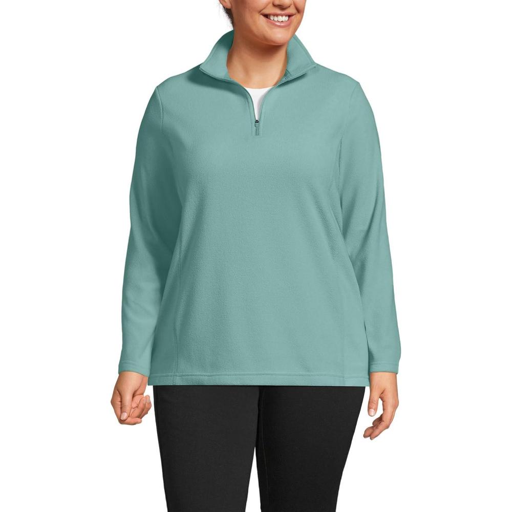 imageLands End Anyweather Fleece Quarter Zip PulloverMint Sky