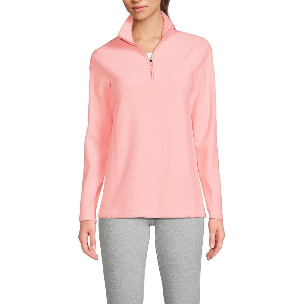 imageLands End Anyweather Fleece Quarter Zip PulloverSunset Coral Pink