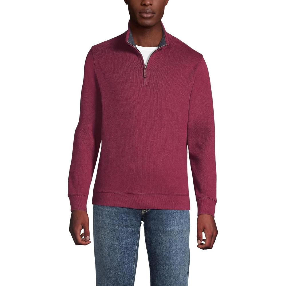 imageLands End Bedford Rib Quarter Zip Pullover SweaterBurgundy Spritz