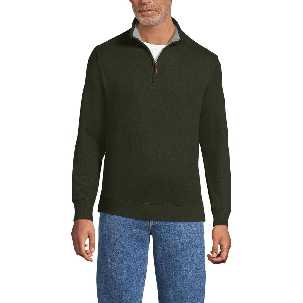 imageLands End Bedford Rib Quarter Zip Pullover SweaterHavana Brown