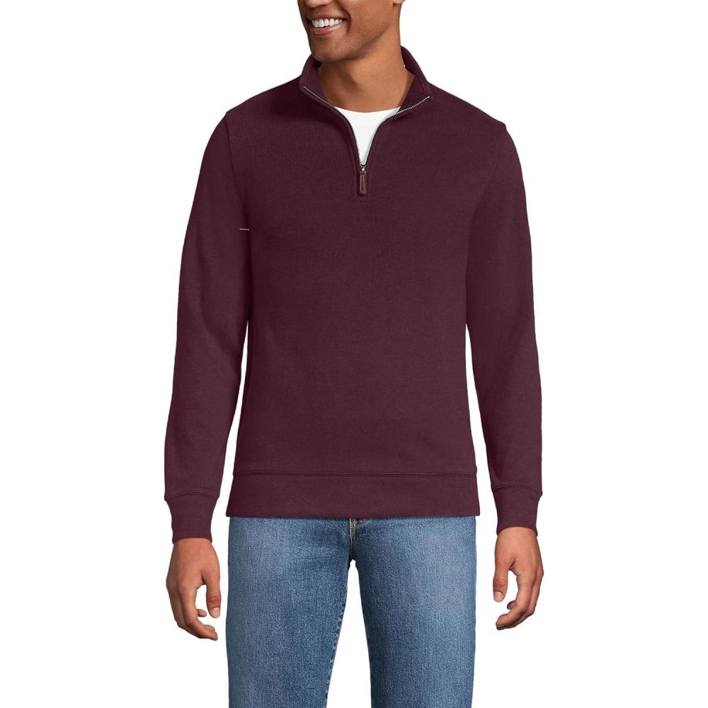 imageLands End Bedford Rib Quarter Zip Pullover SweaterLush Burgundy Heather