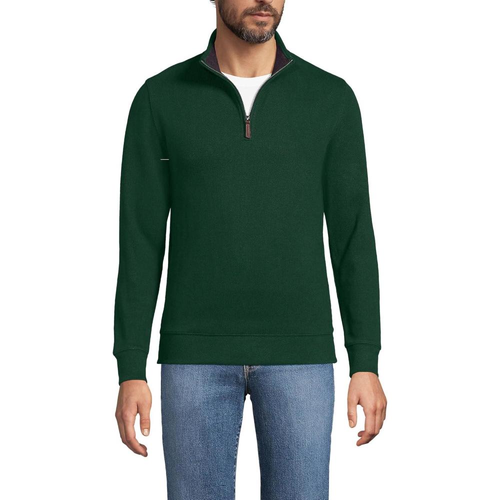 imageLands End Bedford Rib Quarter Zip Pullover SweaterPine Valley