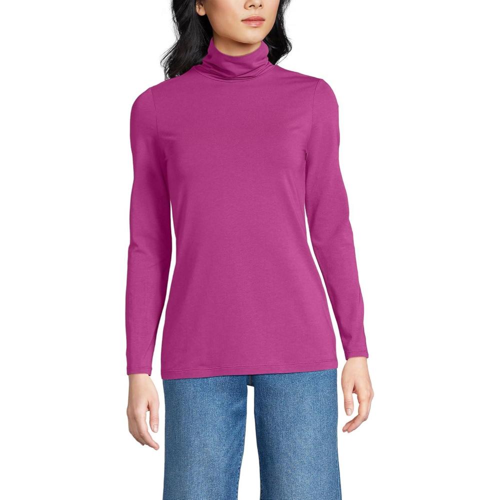 imageLands End Lightweight Jersey Long Sleeve TurtleneckLight Raspberry Sorbet