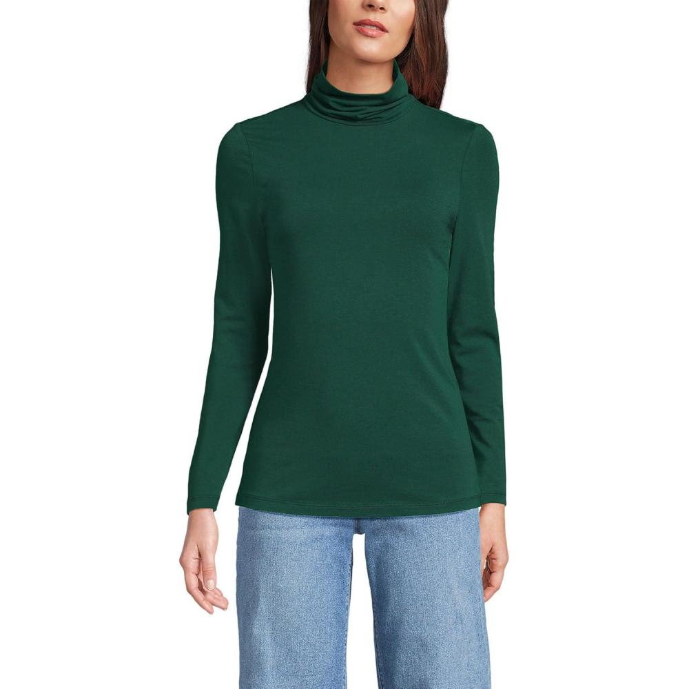 imageLands End Lightweight Jersey Long Sleeve TurtleneckPine Valley