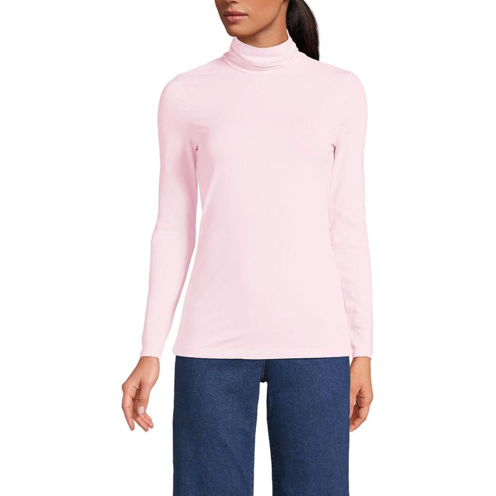 imageLands End Lightweight Jersey Long Sleeve TurtleneckPink Fog