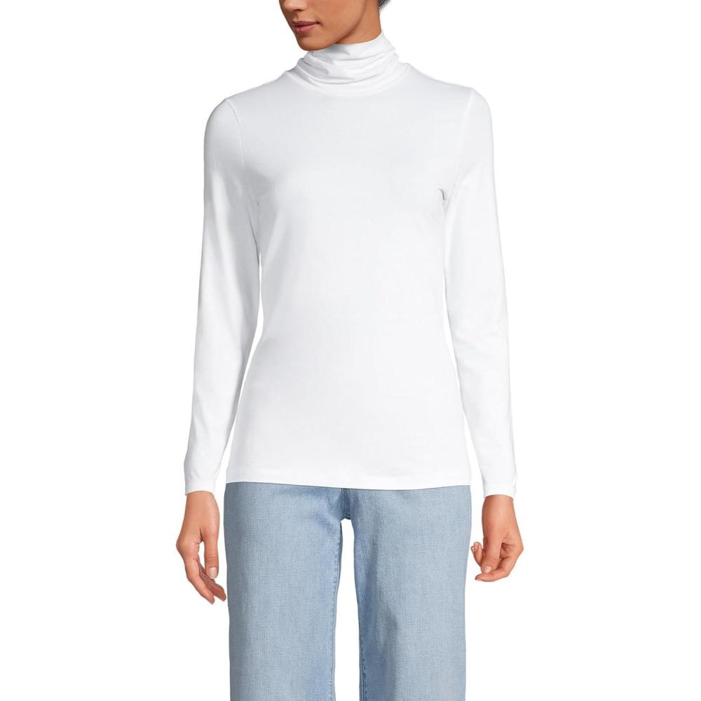 imageLands End Lightweight Jersey Long Sleeve TurtleneckWhite