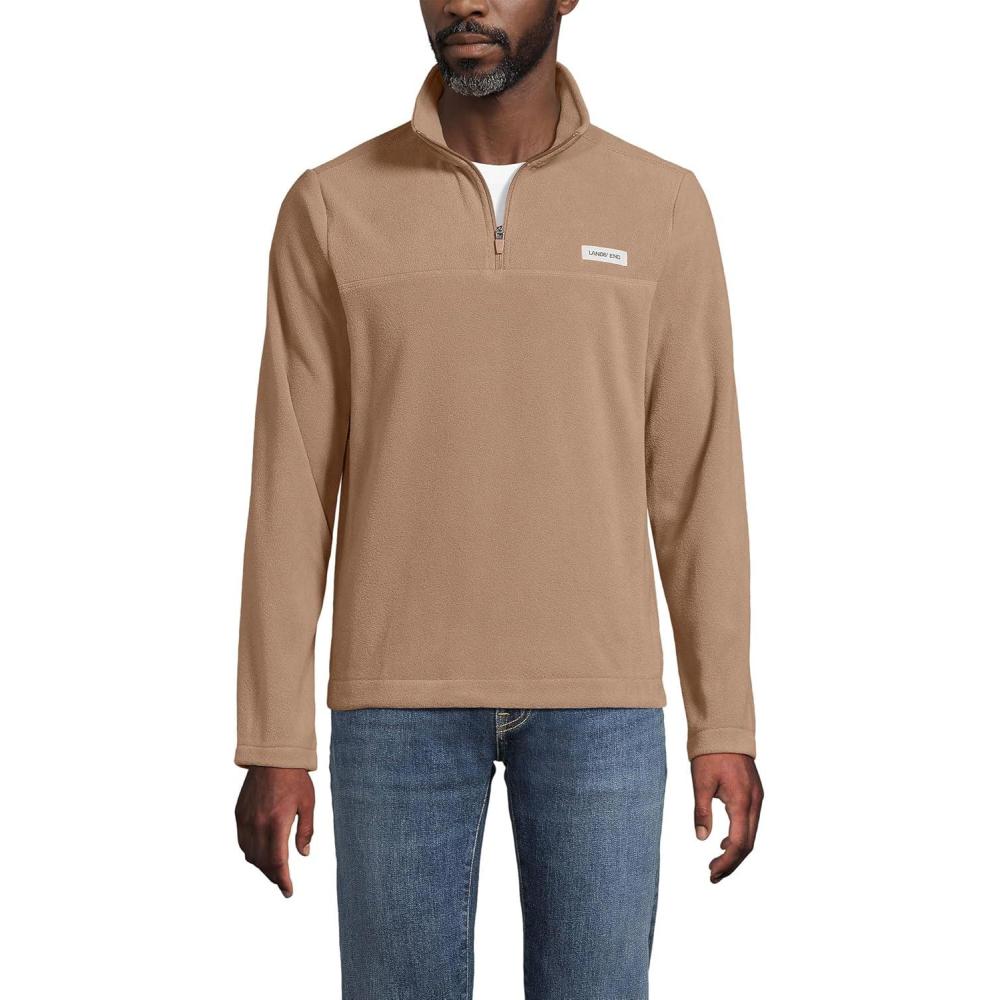 imageLands End Mens Anyweather Fleece Quarter Zip PulloverHoney Beige