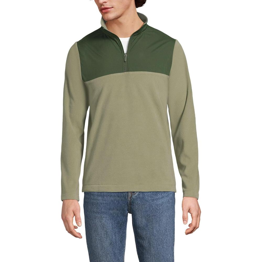 imageLands End Mens Anyweather Fleece Quarter Zip PulloverRiver Stone Green