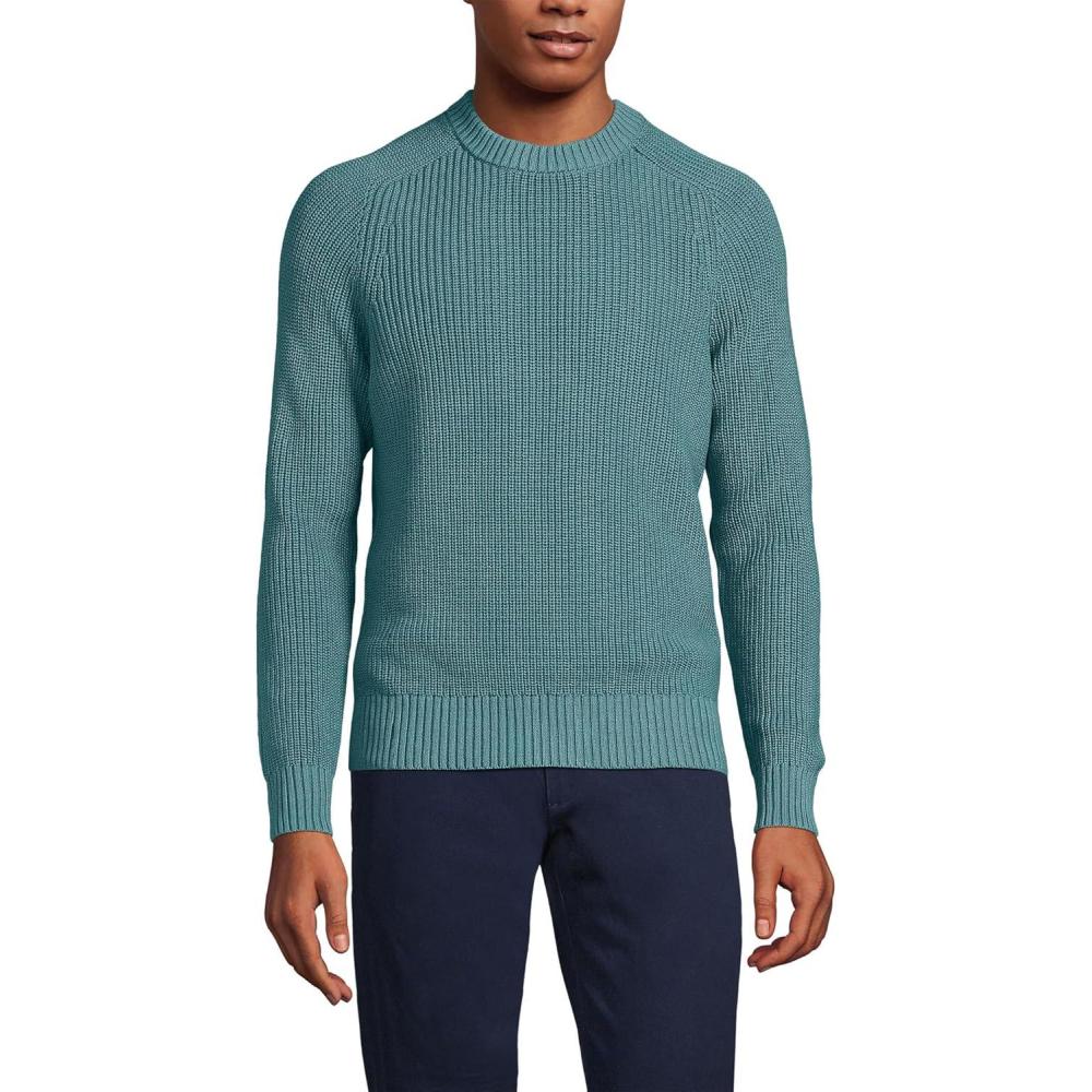 imageLands End Mens Drifter Cotton Crewneck SweaterTourmaline