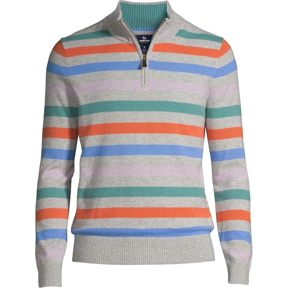 imageLands End Mens Fine Gauge Cashmere Quarter ZipMulticolor