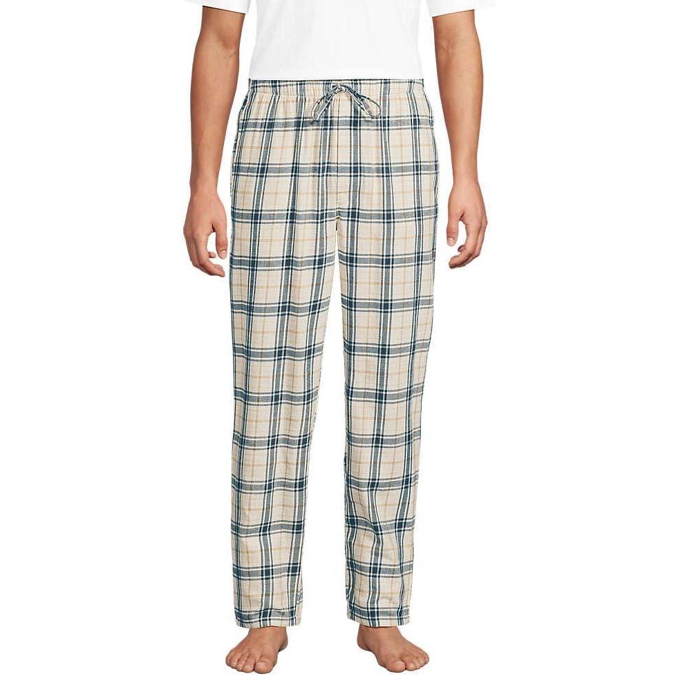 imageLands End Mens Flannel Pajama PantsAntique Alabaster Plaid