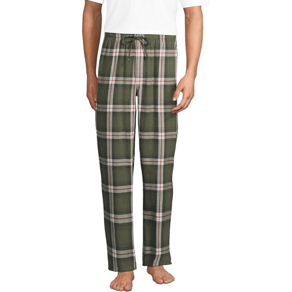 imageLands End Mens Flannel Pajama PantsRiver Stone Green Plaid