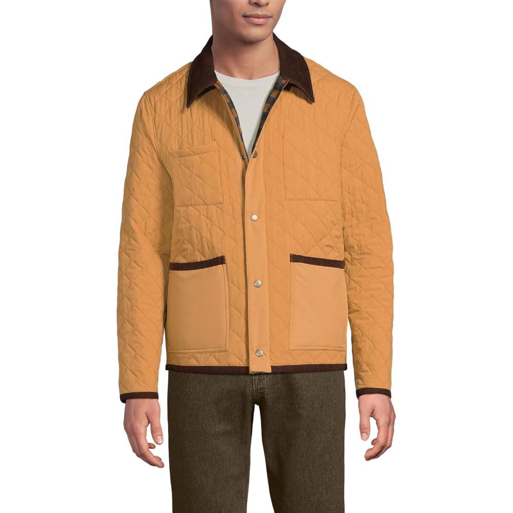imageLands End Mens Reversible Insulated Barn JacketCanyon CamelBuffalo Check