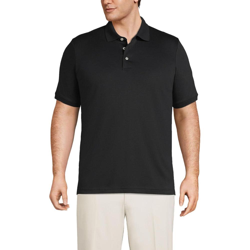 imageLands End Mens Short Sleeve AmericanGrown Supima Cotton Polo ShirtBlack