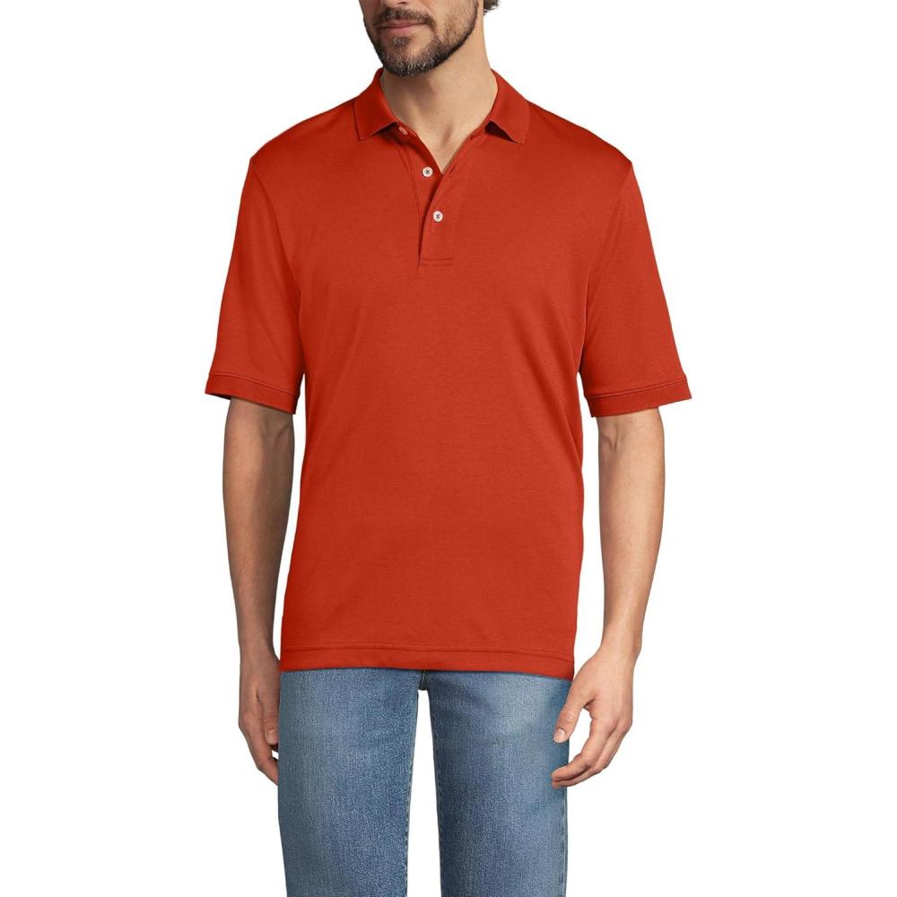 imageLands End Mens Short Sleeve AmericanGrown Supima Cotton Polo ShirtBourbon