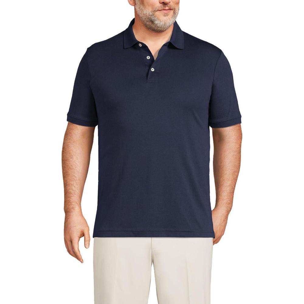 imageLands End Mens Short Sleeve AmericanGrown Supima Cotton Polo ShirtRadiant Navy