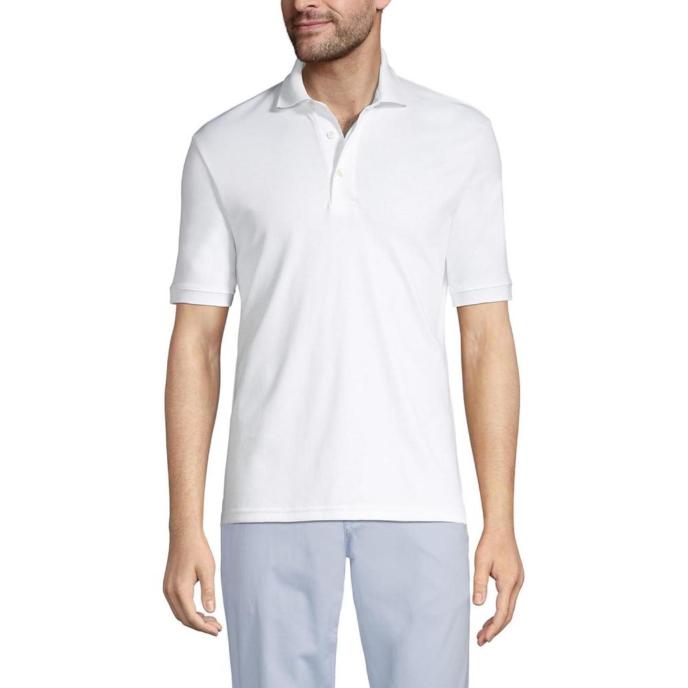 imageLands End Mens Short Sleeve AmericanGrown Supima Cotton Polo ShirtWhite