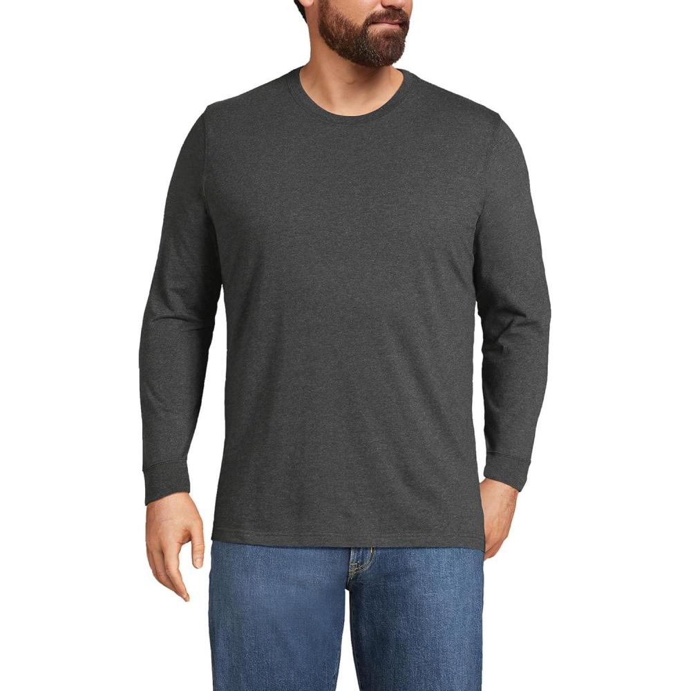 imageLands End Mens SuperT Long Sleeve TShirtDark Charcoal Heather