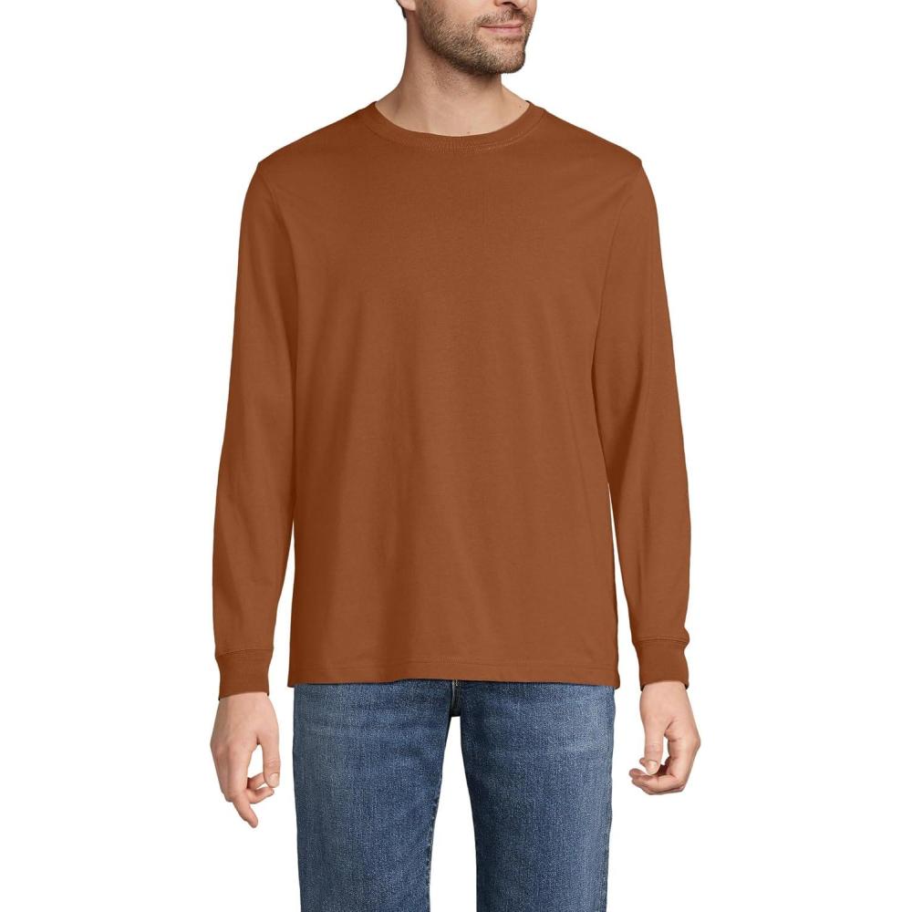 imageLands End Mens SuperT Long Sleeve TShirtRich Ginger Brown