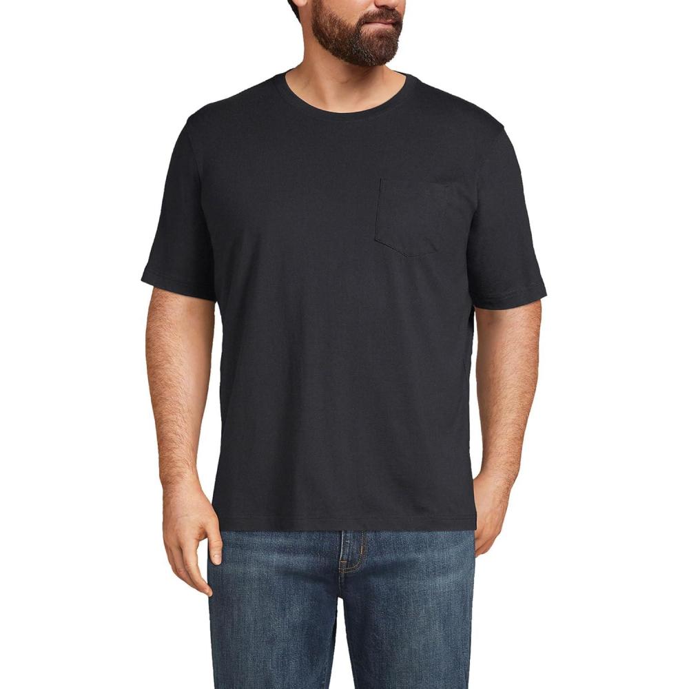 imageLands End Mens SuperT Short Sleeve TShirt with PocketBlack