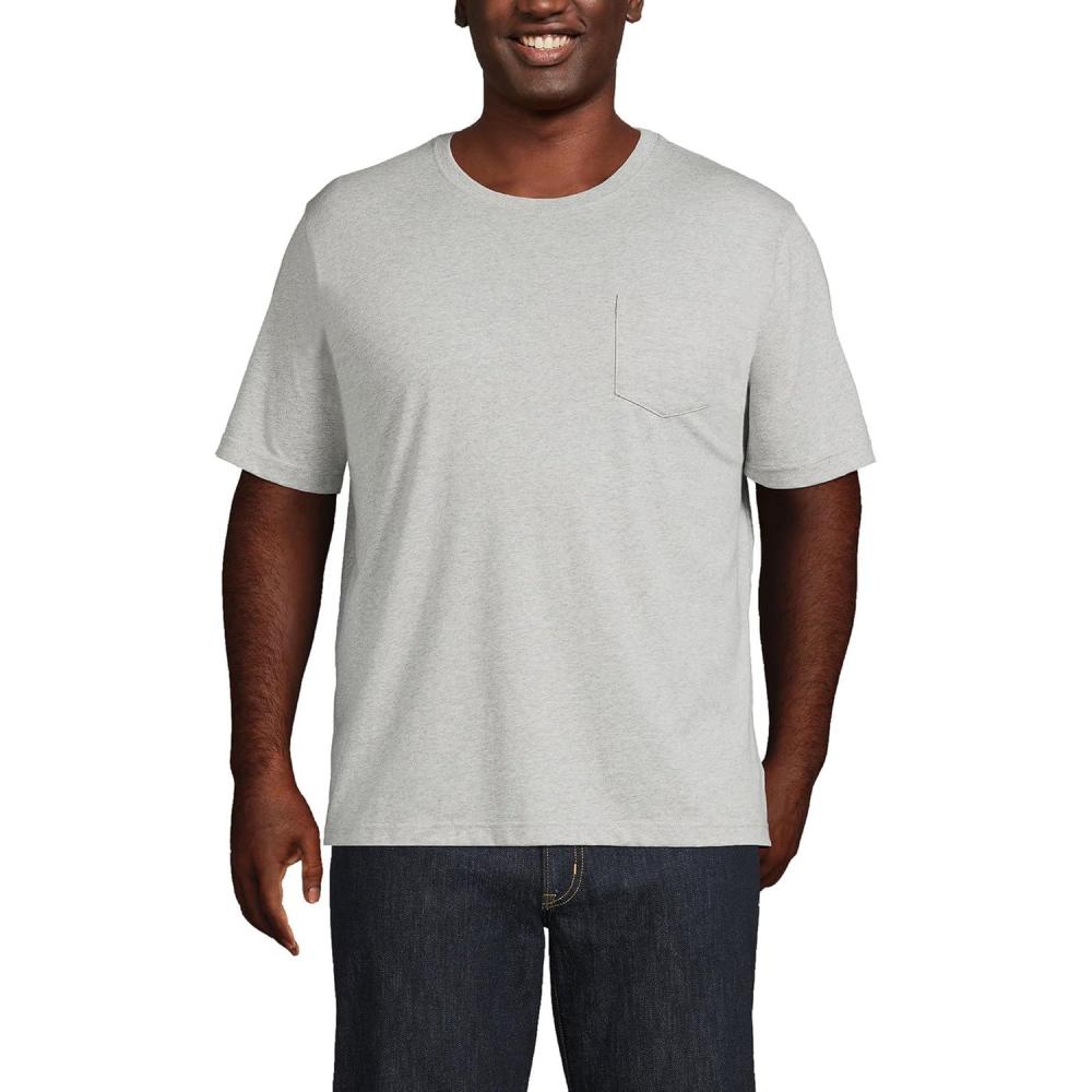 imageLands End Mens SuperT Short Sleeve TShirt with PocketGray Heather